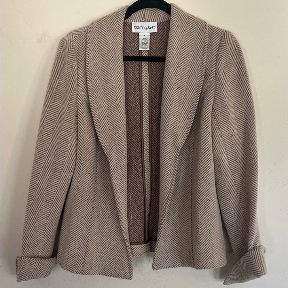 Bloomingdale’s wool angora open front blazer